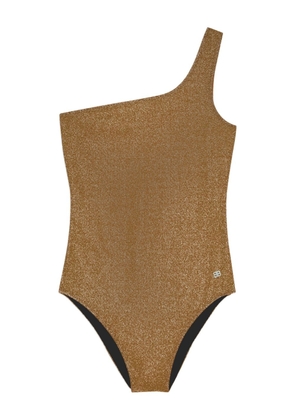 Balenciaga glitter-detailed one shoulder swimsuit - Gold