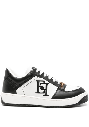 Elisabetta Franchi logo-embroidered leather sneakers - White