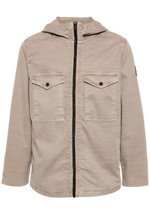 BOSS Loghy zip-front hooded overshirt - Brown