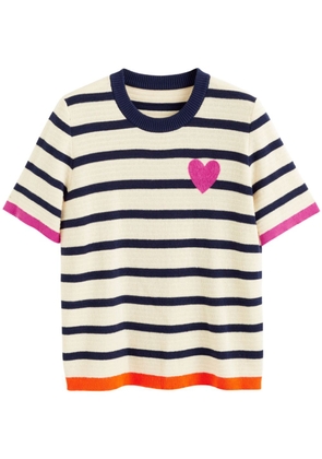 Chinti & Parker Breton-stripe heart crochet T-shirt - Neutrals