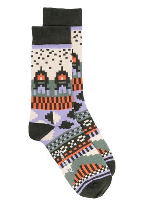 Henrik Vibskov geometric-pattern knitted socks - Green