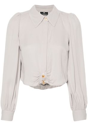 Elisabetta Franchi puff-sleeve cropped blouse - Grey