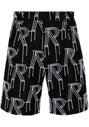 Represent Initial-embroidered tailored shorts - Black