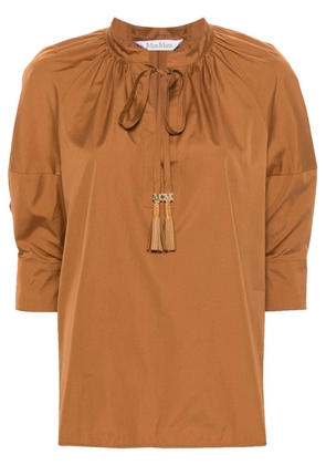 Max Mara tassel-detail cotton blouse - Brown