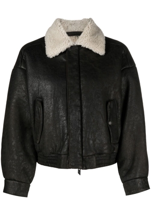 Salvatore Santoro shearling-collar leather jacket - Black
