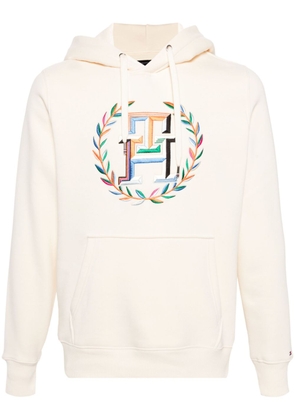 Tommy Hilfiger logo-embroidered knitted hoodie - Neutrals