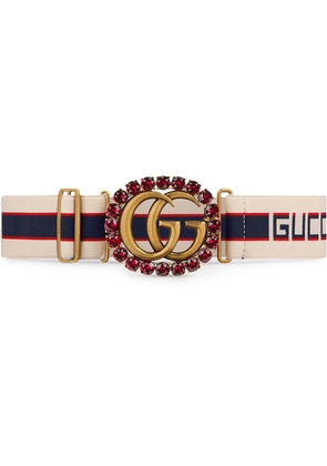 Gucci Double G stripe belt - White