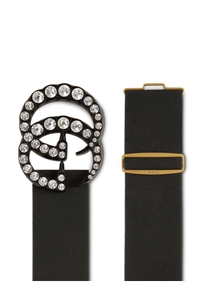 Gucci Elastic belt with crystal Double G buckle - Black