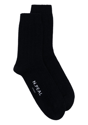 N.Peal logo-print cashmere socks - Blue