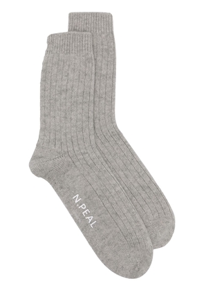 N.Peal ribbed cashmere socks - Grey