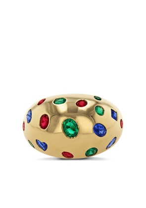 Van Cleef & Arpels 1990s 18kt yellow gold emerald, sapphire and ruby bombé ring