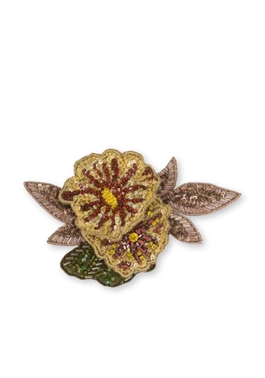 Alberta Ferretti embroidered floral brooch - Brown