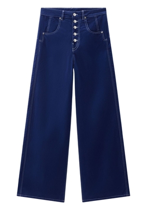 Woolrich garment-dyed wide-leg trousers - Blue