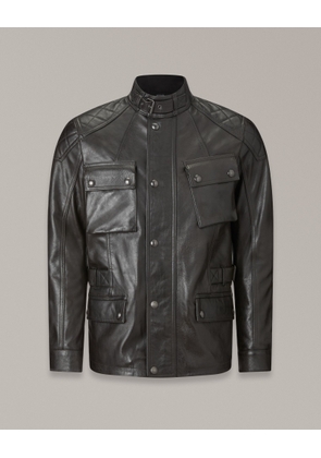 Belstaff Turner Motorcycle Jacket Men's Hand Waxed Leather Antique Black Size XL