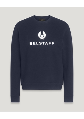 Belstaff Signature Crewneck Sweatshirt Men's Cotton Fleece Dark Ink Size 3XL