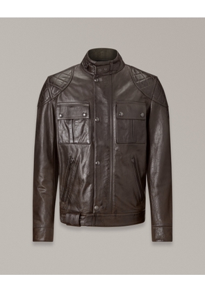 Belstaff Brooklands Motorcycle Jacket Men's Hand Waxed Leather Blackbrown Size 2XL