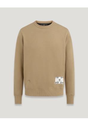 Belstaff Centenary Applique Label Sweatshirt Men's Cotton Fleece British Khaki / Black Size M