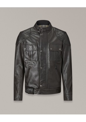 Belstaff Brooklands Motorcycle Jacket Men's Hand Waxed Leather Antique Black Size 3XL