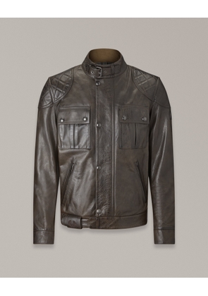 Belstaff Brooklands Motorcycle Jacket Men's Hand Waxed Leather Dark Belstaff Olive Size 2XL