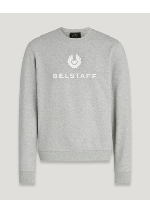 Belstaff Signature Crewneck Sweatshirt Men's Cotton Fleece Old Silver Heather Size L