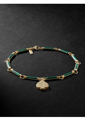 Foundrae - Spade Gold, Malachite and Diamond Pendant Bracelet - Men - Green