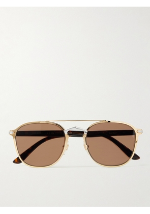 Cartier Eyewear - Aviator-Style Gold-Tone, Silver-Tone and Tortoiseshell Acetate Sunglasses - Men - Gold