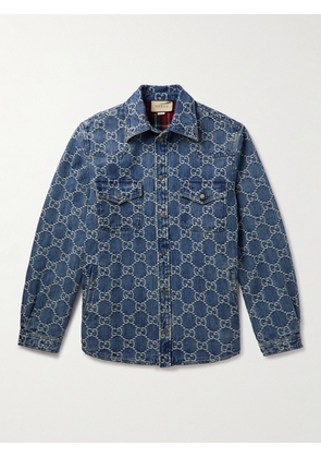 Gucci - Cosmogonie Padded Logo-Jacquard Denim Overshirt - Men - Blue - IT 46