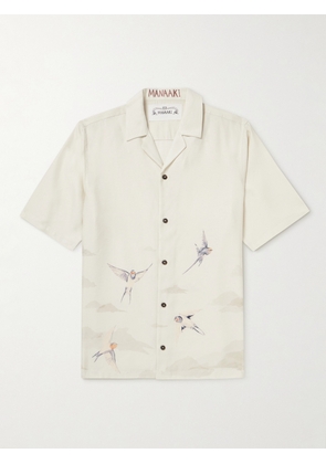 MANAAKI - Mana Camp-Collar Printed Lyocell and Linen-Blend Shirt - Men - Neutrals - XS