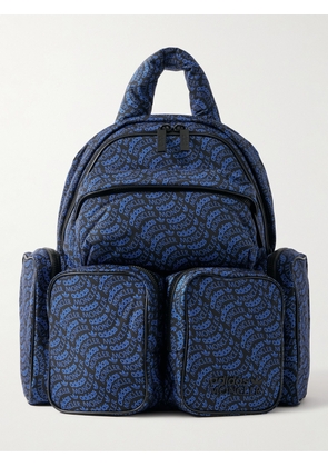 Moncler Genius - adidas Originals Logo-Print Leather-Trimmed Padded Shell Backpack - Men - Blue
