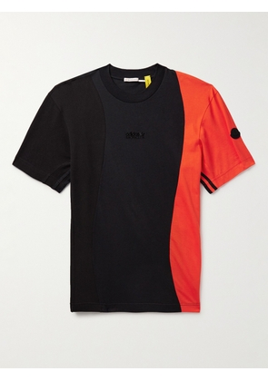 Moncler Genius - adidas Originals Logo-Appliquéd Panelled Cotton-Piqué and Jersey T-Shirt - Men - Black - XS