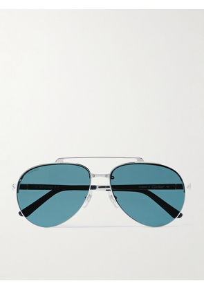 Cartier Eyewear - Santos Evolution Aviator-Style Silver-Tone Sunglasses - Men - Silver