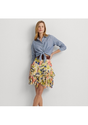 Petite - Floral Ruffle-Trim Georgette Skirt