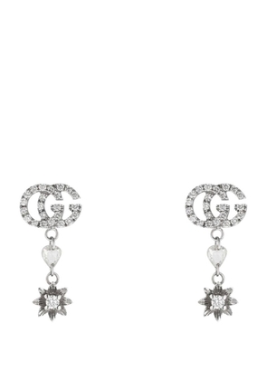 Gucci White Gold And Diamond Double G Flower Earrings