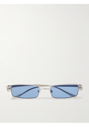 Cartier Eyewear - Panthère de Cartier Rectangle-Frame Silver-Tone Sunglasses - Men - Silver