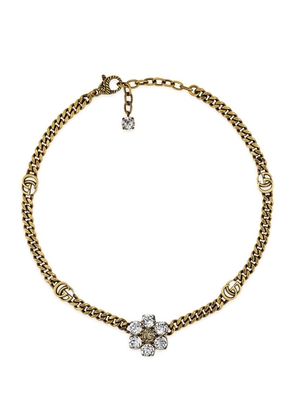 Gucci Crystal-Embellished Double G Necklace