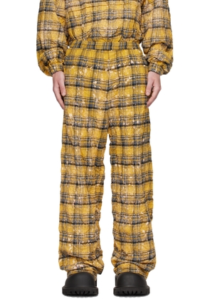 We11done Yellow Crinkled Check Trousers