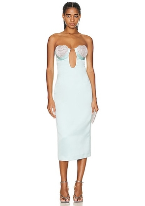 MARIANNA SENCHINA Strapless Midi Dress in Turquoise - Baby Blue. Size M (also in L, S, XS).