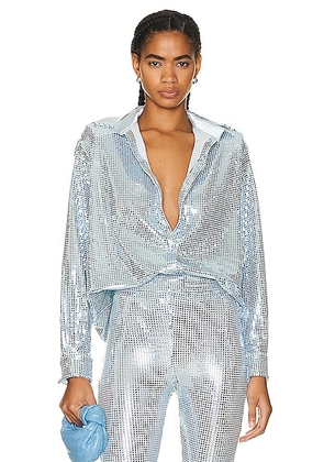 The New Arrivals by Ilkyaz Ozel Colette Shirt in Blue Sequin - Baby Blue. Size 34 (also in ).