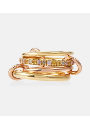 Spinelli Kilcollin Nimbus 18kt gold and rose gold linked rings with sapphires and diamonds