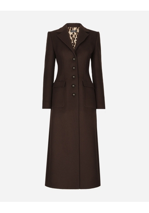 Dolce & Gabbana Long Single-breasted Wool And Cashmere Coat - Woman Coats And Jackets Brown Wool 46