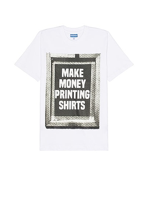 Market Printing Money T-shirt in Chalk - White. Size M (also in S).