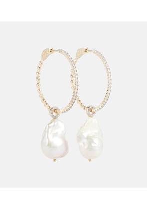 Mateo 14kt gold hoop earrings with Baroque pearls and diamonds