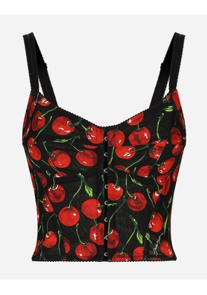 Dolce & Gabbana Cherry-print Elasticated Corset Top - Woman Shirts And Tops Multi-colored Fabric 48