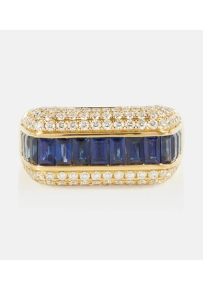 Rainbow K Empress 18kt gold ring with diamonds and sapphires
