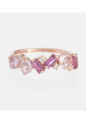 Suzanne Kalan Amalfi 14kt rose gold ring with diamonds, rhodolite and amethyst