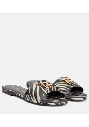 Tom Ford Embellished zebra-print sandals
