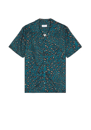 SATURDAYS NYC Canty Sound Leopard Shirt in Gulf Coast - Teal. Size L (also in ).