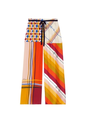 Gucci Silk Heritage Patchwork Print Trousers