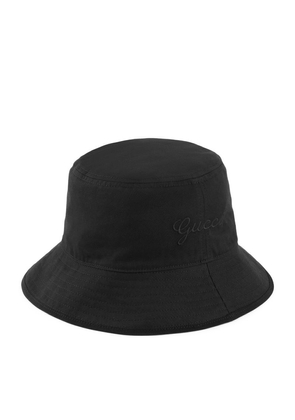 Gucci Cotton Embroidered Logo Bucket Hat