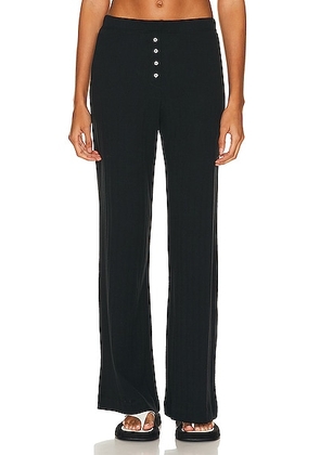 LESET Pointelle Boxer Pant in Black - Black. Size M (also in L, S, XS).